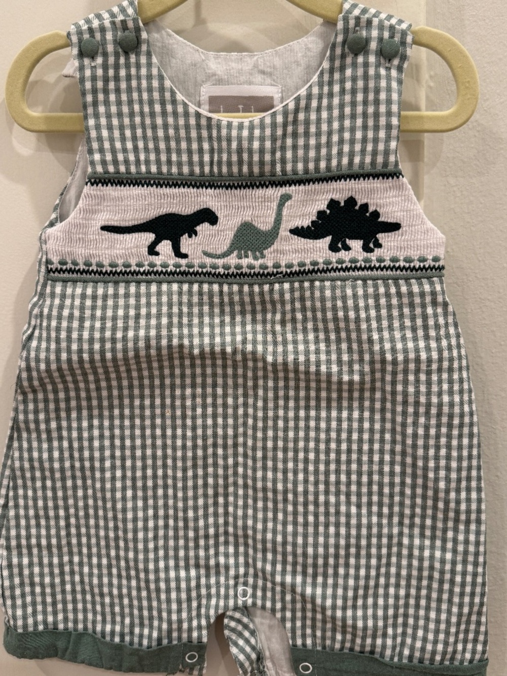 Lil Cactus Boys Smocked Dinosaur Sleeveless Romper 6-12 mo